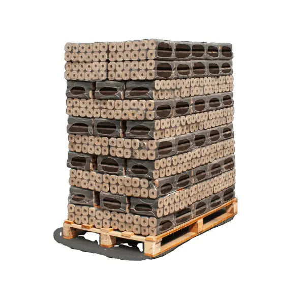 Heizfuxx PiniKay Octagon Holzbriketts Hartholz – 960 kg Palette (96×10 kg), Heizwert ≥4,8 kWh/kg, achteckig mit Loch