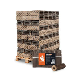 Heizfuxx PiniKay Quadro Holzbriketts Hartholz – 960 kg Palette (96×10 kg), Heizwert ≥4,8 kWh/kg, Vierkant mit Loch