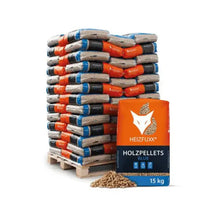 Charger l'image dans la galerie, Heizfuxx Holzpellets Blue ENplus A1 – 975 kg Palette (65×15 kg), Heizwert ≥4,6 kWh/kg, Nadelholz